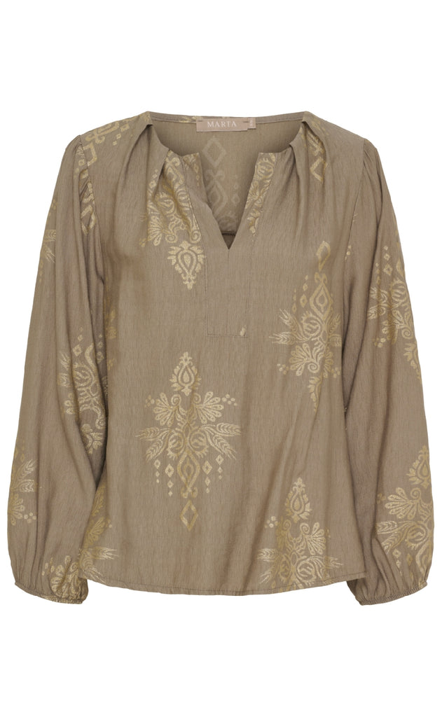 Marta Du Chateau Bluse - Bayleaf - Fango