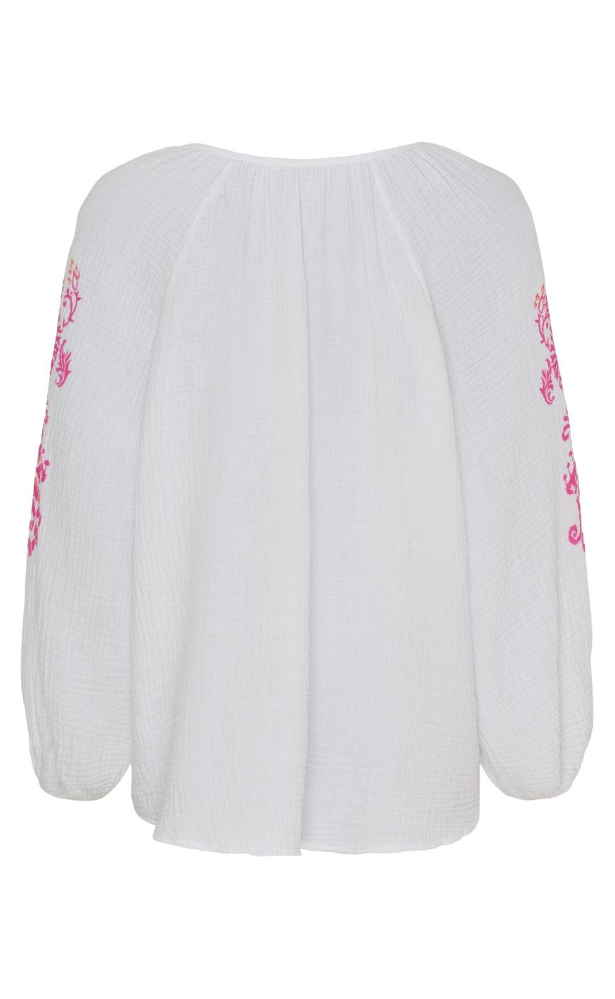 Marta Du Chateau Bluse - Irma - White Fuxia Print