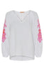 Marta Du Chateau Bluse - Irma - White Fuxia Print