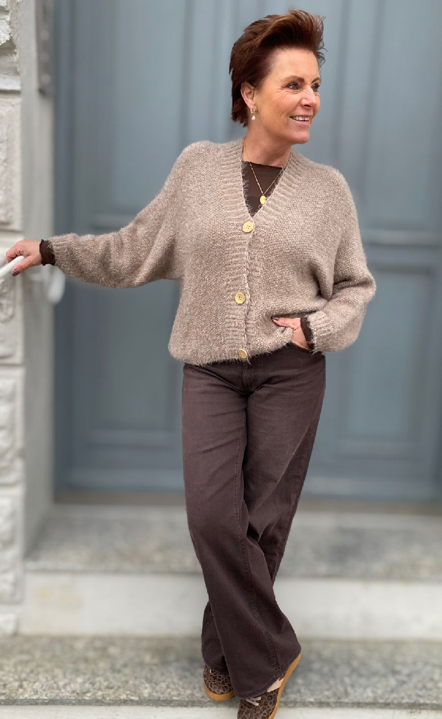 Marta Du Chateau Cardigan - Dakota - Dark Fango
