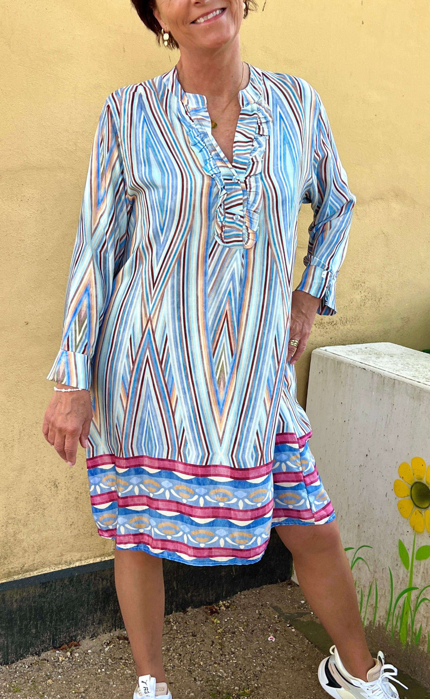 Marta Du Chateau Kjole - 2604B - Celeste Stripe