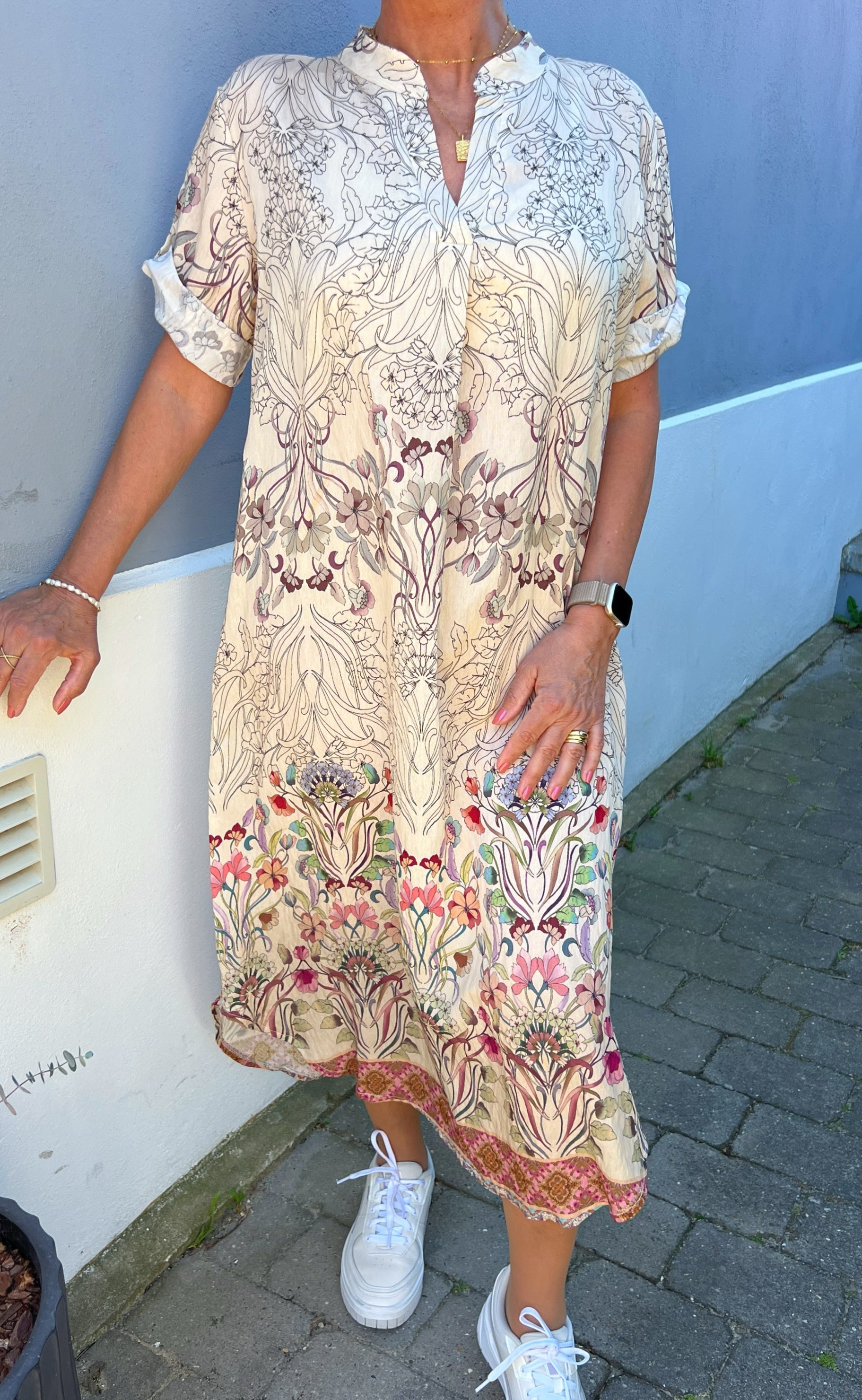 Marta Du Chateau Kjole - 5677 Helma - Beige Flower