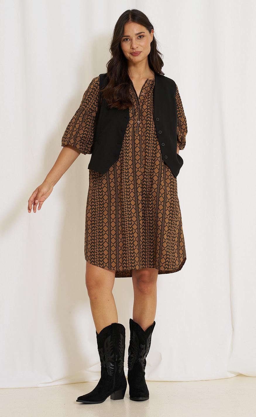 Marta Du Chateau Kjole - 5879 Ellie - Camel/Black