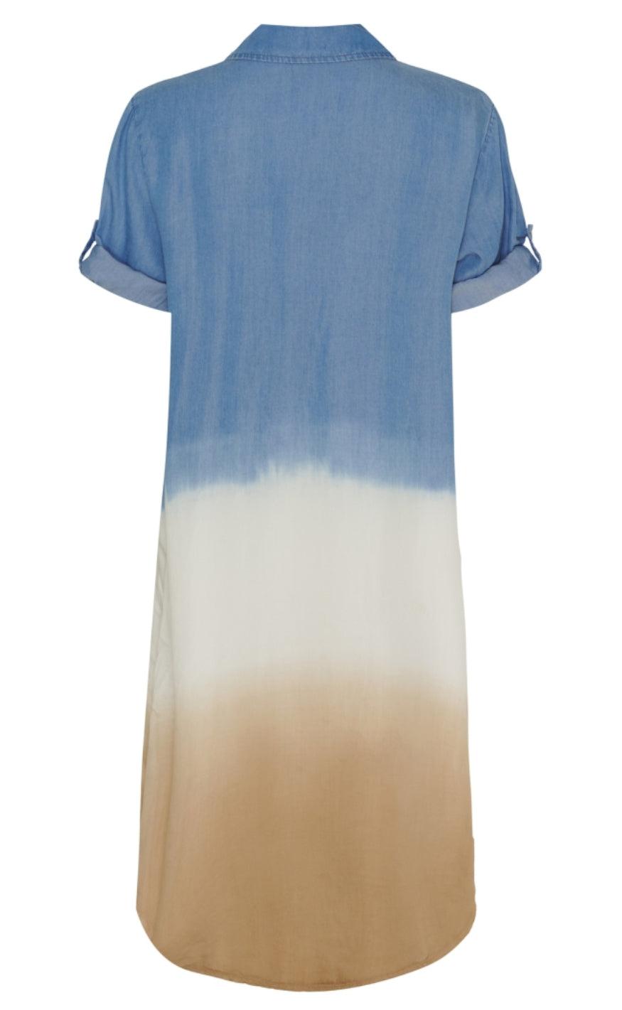 Marta Du Chateau Kjole - 82395 Kirstin - Light Blue / White / Camel