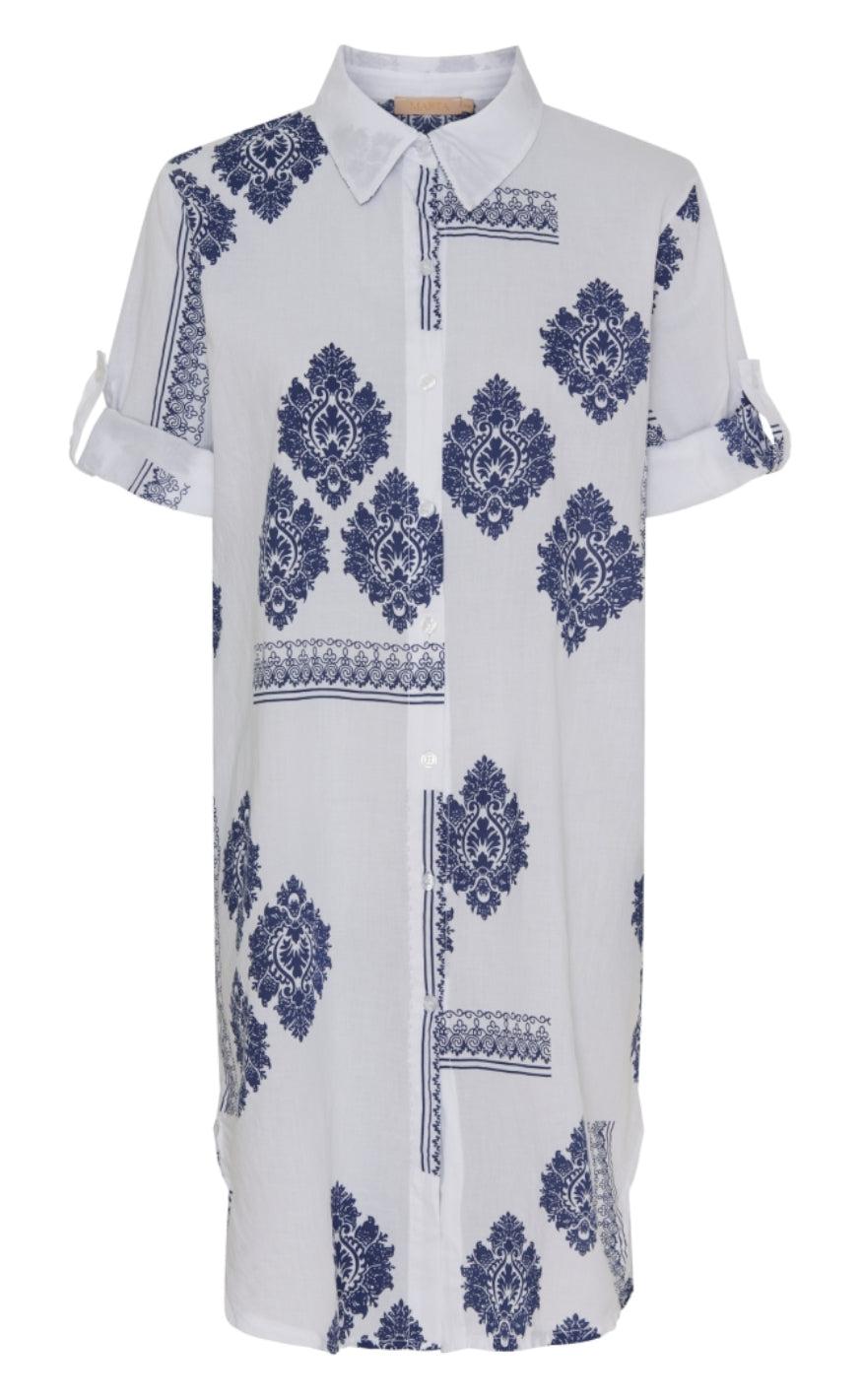 Marta Du Chateau Kjole - 92653 Jutta - White/Navy