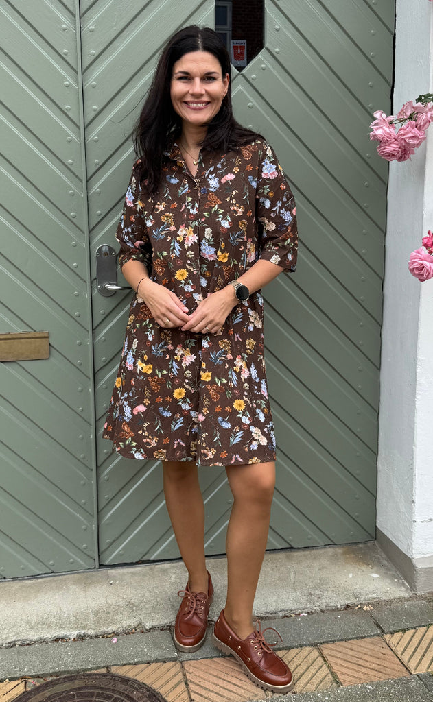 Marta Du Chateau Kjole - Wildrose - Brown Print
