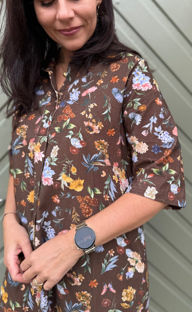 Marta Du Chateau Kjole - Wildrose - Brown Print