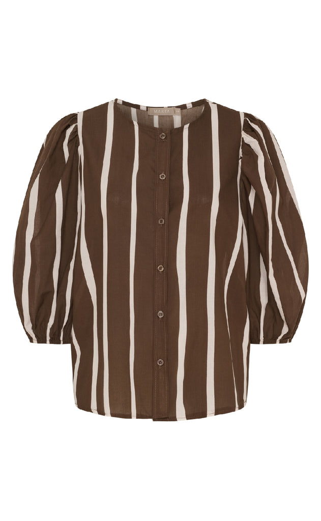 Marta Du Chateau Skjorte - Evelina - Brown Stripe