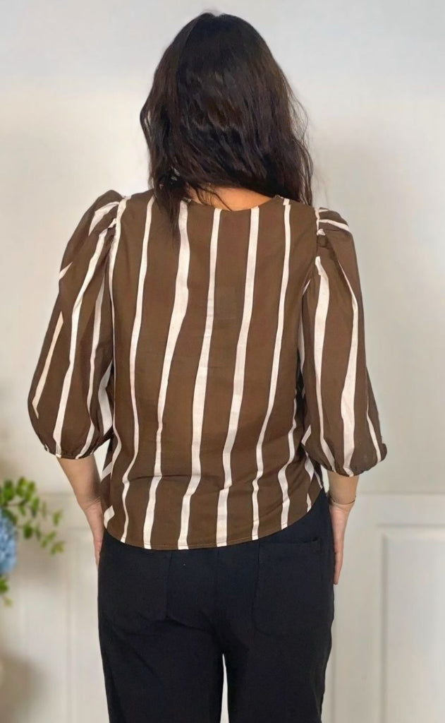 Marta Du Chateau Skjorte - Evelina - Brown Stripe