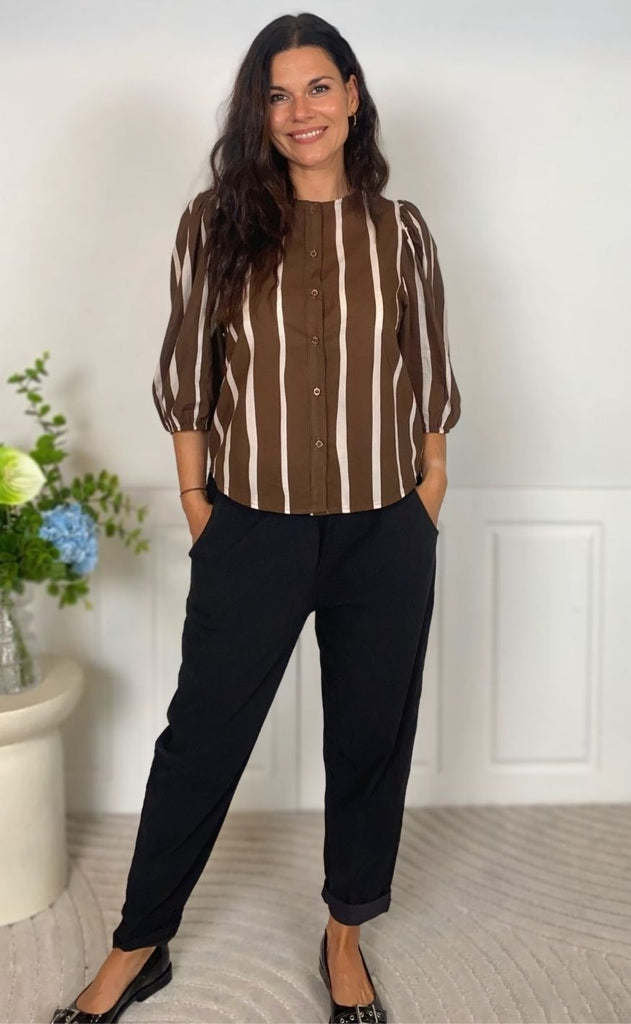 Marta Du Chateau Skjorte - Evelina - Brown Stripe