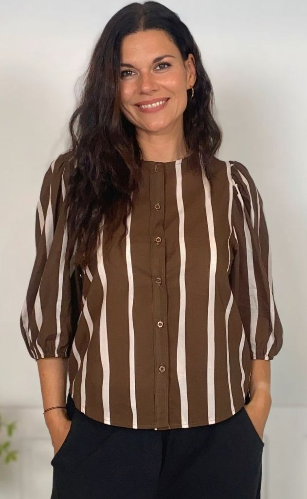 Marta Du Chateau Skjorte - Evelina - Brown Stripe