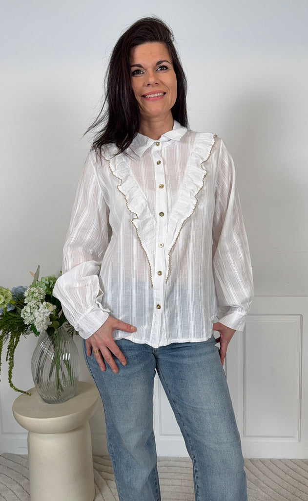 Marta Du Chateau Skjorte - Laurette - White/Beige