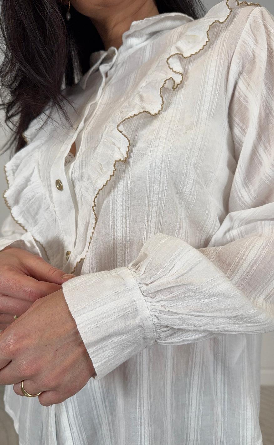 Marta Du Chateau Skjorte - Laurette - White/Beige