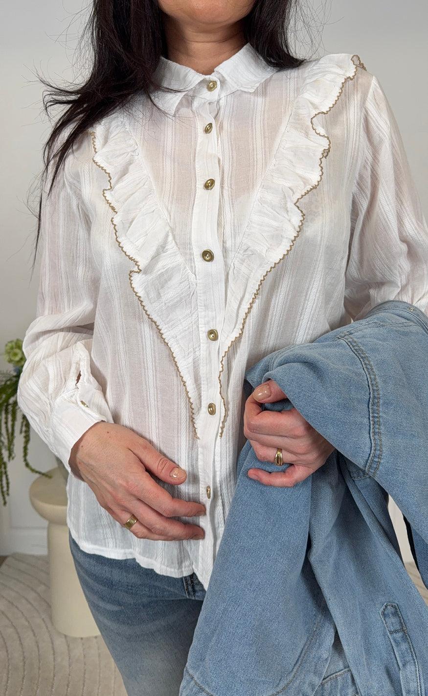 Marta Du Chateau Skjorte - Laurette - White/Beige