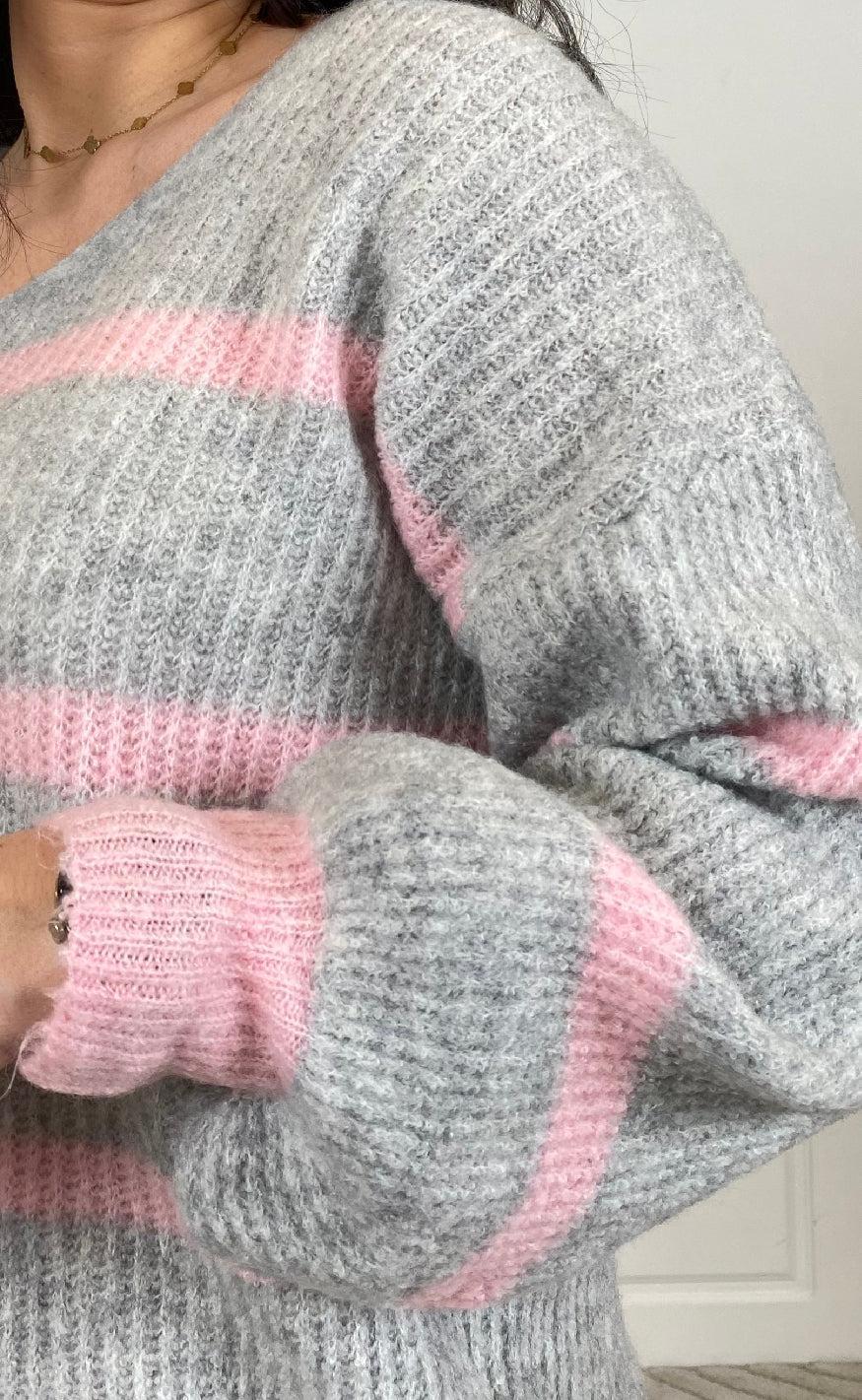 Marta Du Chateau Strik - Carene - Light Grey/Baby Pink