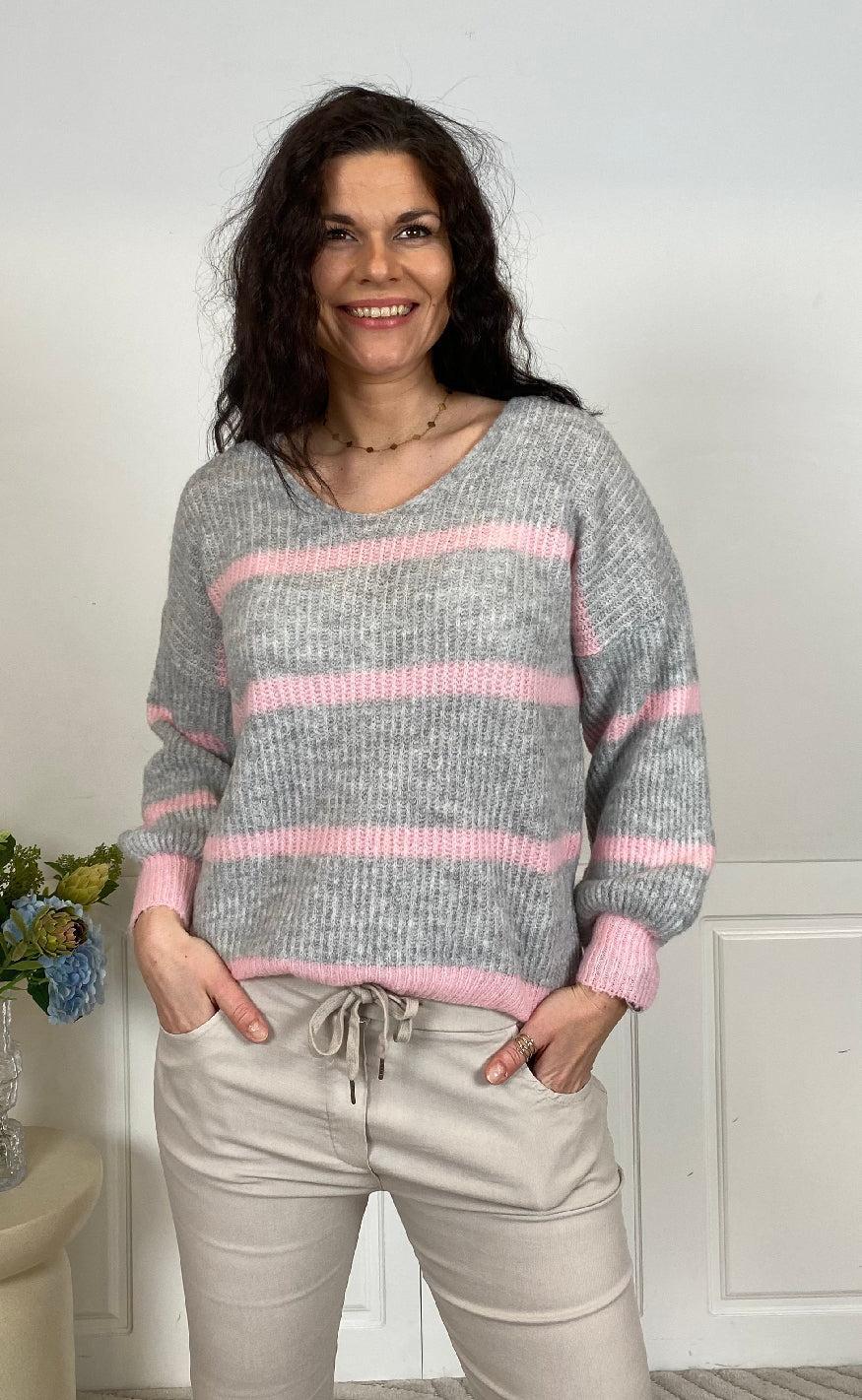 Marta Du Chateau Strik - Carene - Light Grey/Baby Pink