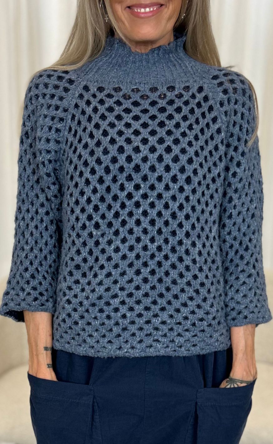 Marta Du Chateau Striktrøje - Clemence - Jeans/Blue Original