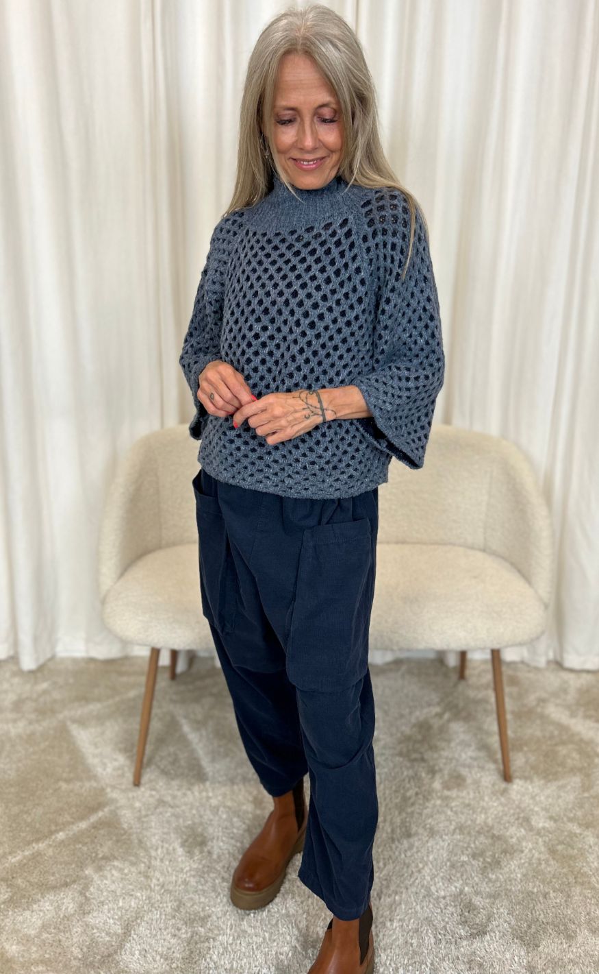 Marta Du Chateau Striktrøje - Clemence - Jeans/Blue Original