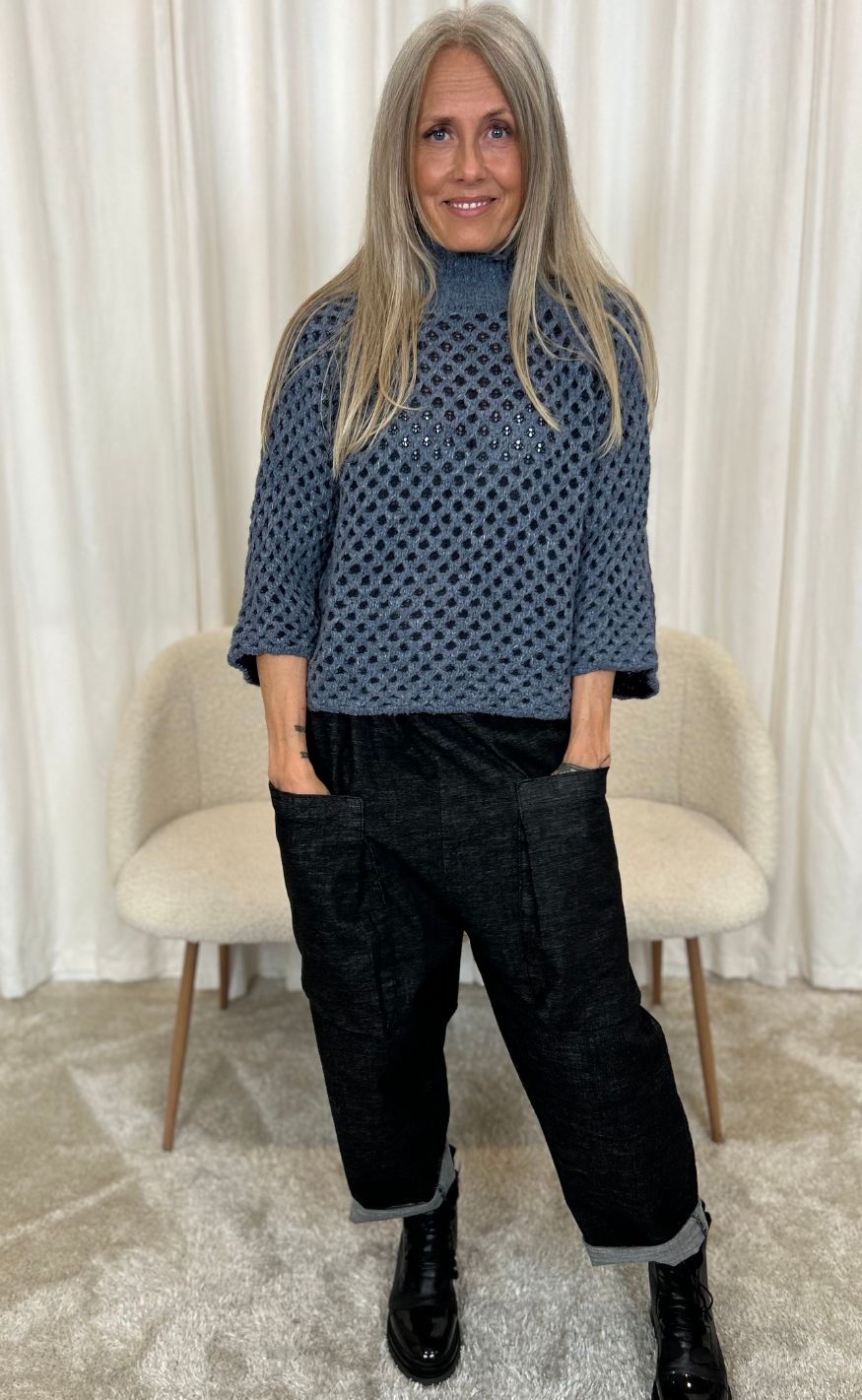 Marta Du Chateau Striktrøje - Clemence - Jeans/Blue Original