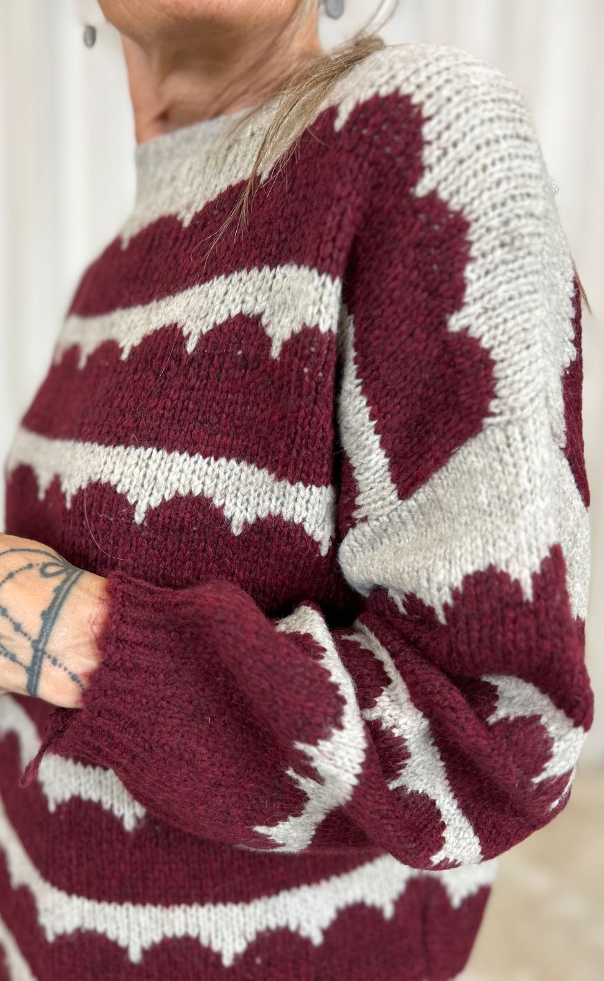 Marta Du Chateau Striktrøje - Constance Knit - Vino/Beige