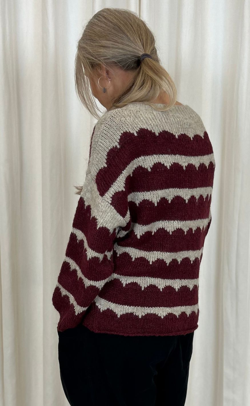 Marta Du Chateau Striktrøje - Constance Knit - Vino/Beige