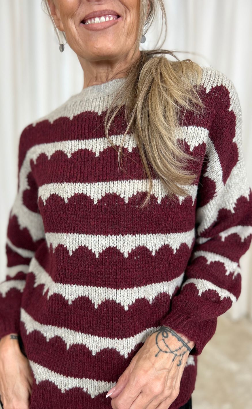 Marta Du Chateau Striktrøje - Constance Knit - Vino/Beige