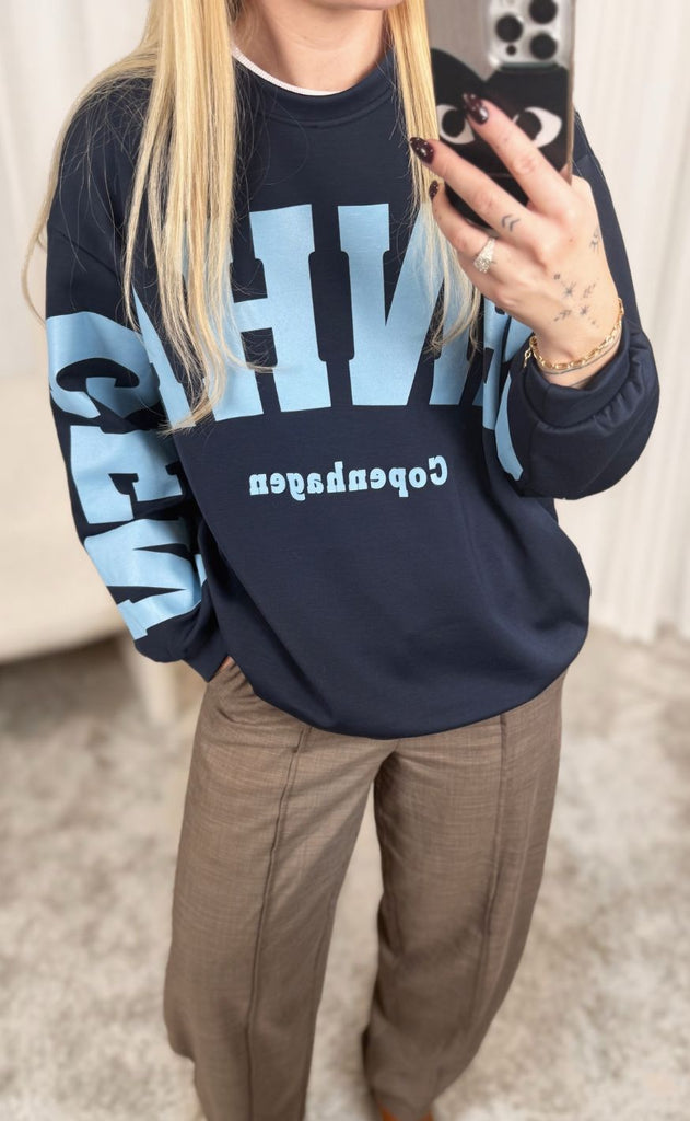 Marta Du Chateau Sweatshirt - Hibiscus - Navy/Sky