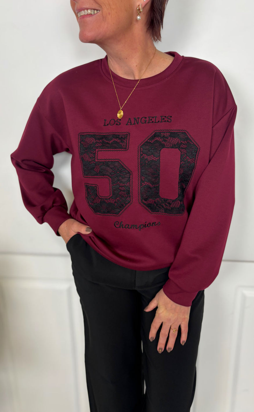Marta Du Chateau Sweatshirt - Liora - Bordeaux/Black