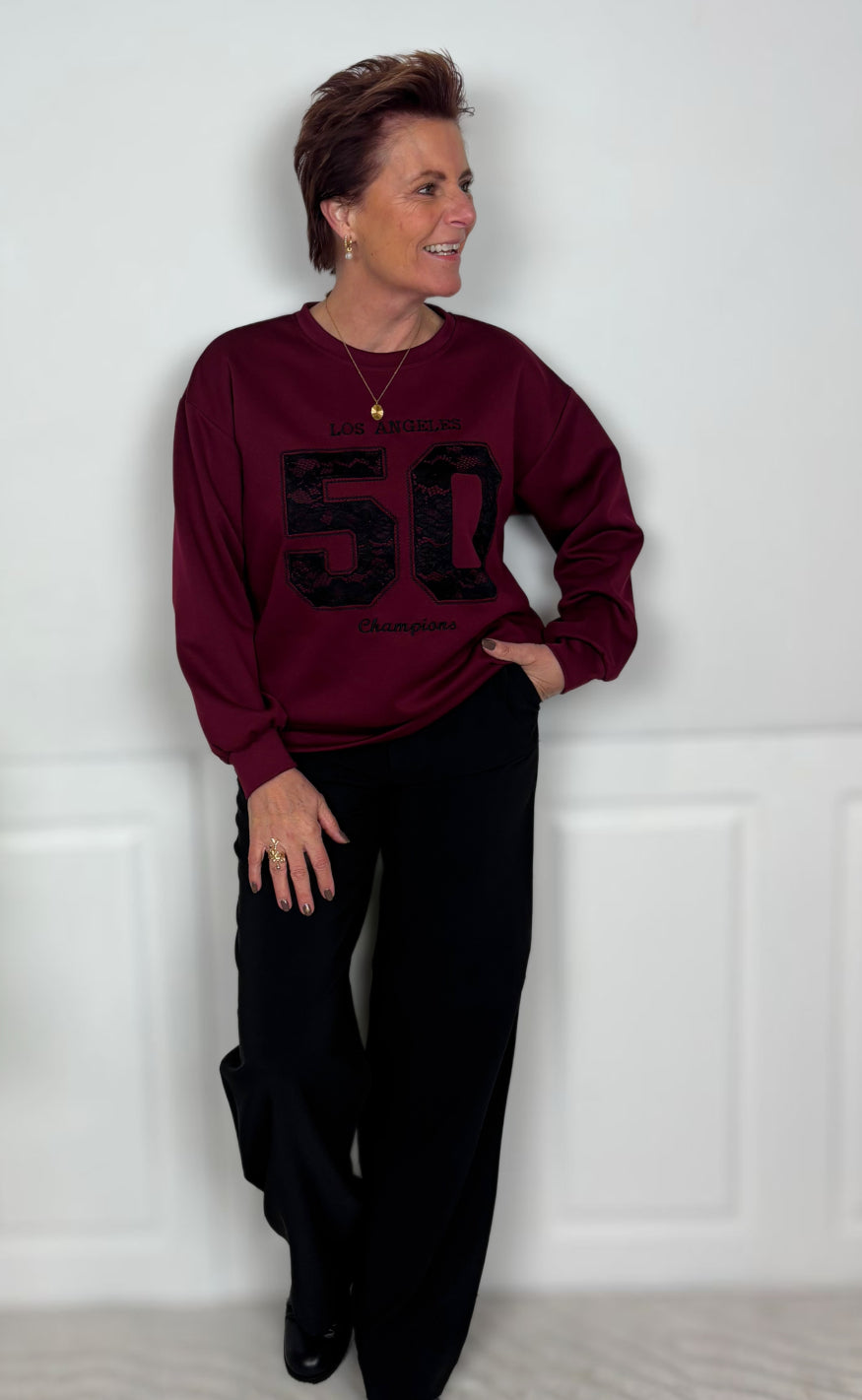 Marta Du Chateau Sweatshirt - Liora - Bordeaux/Black