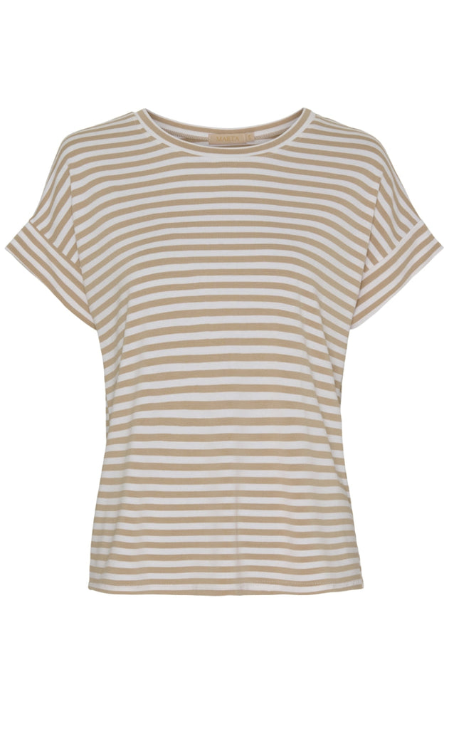 Marta Du Chateau T-Shirt - 85356 Lotte - White/Beige Stripe