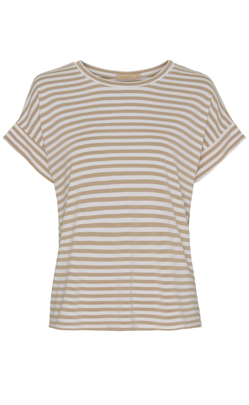 Marta Du Chateau T-Shirt - Lotte - White/Beige Stripe