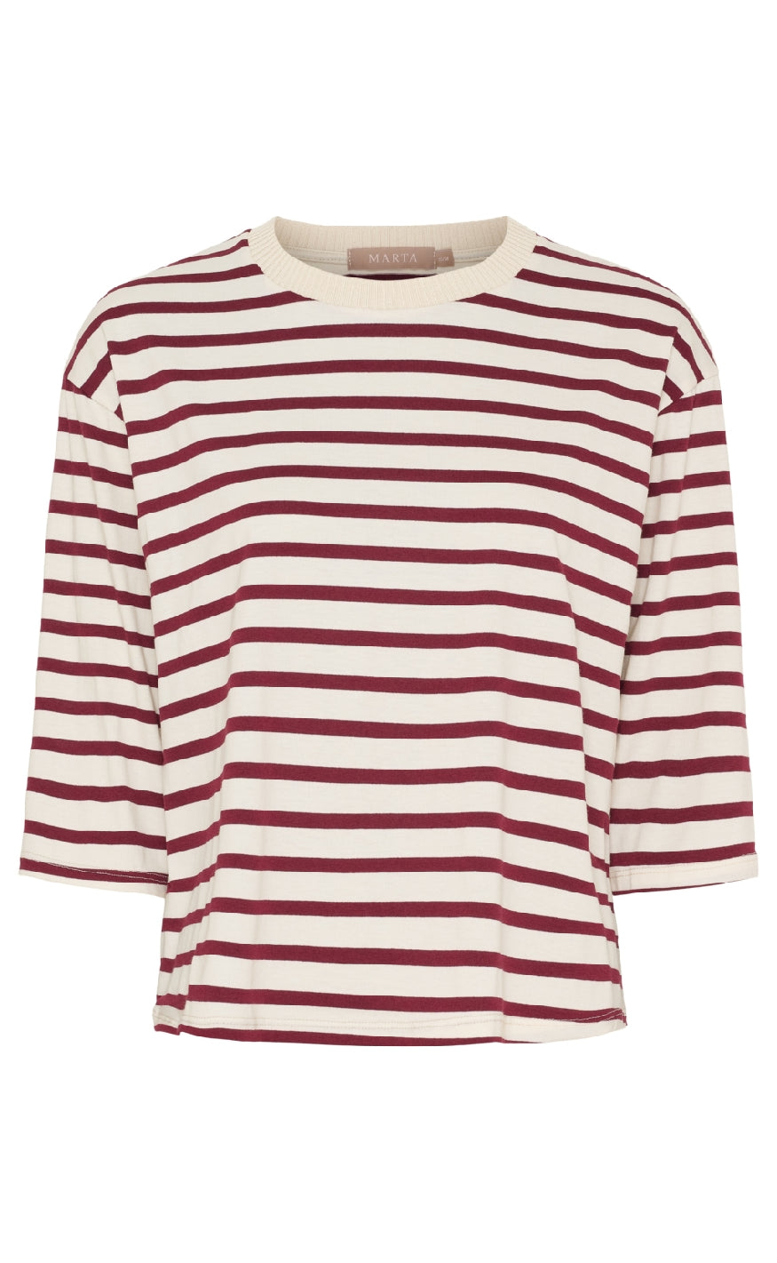 Marta Du Chateau T-shirt - Brooklyn - Beige/Bordeaux