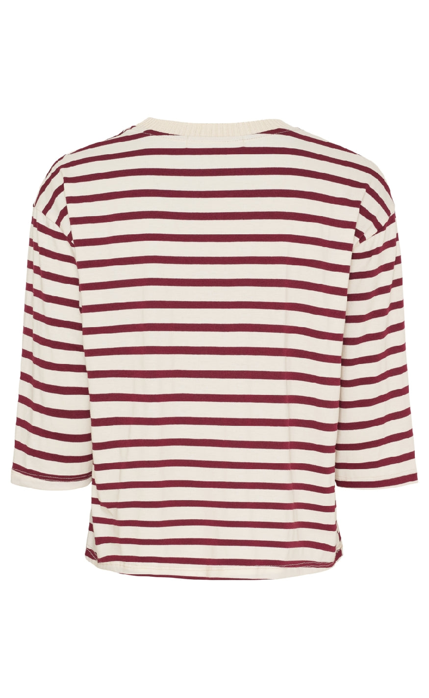 Marta Du Chateau T-shirt - Brooklyn - Beige/Bordeaux