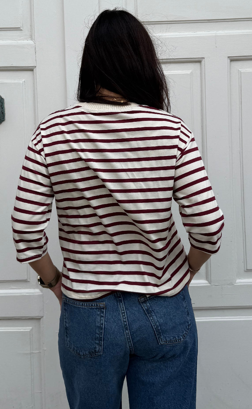 Marta Du Chateau T-shirt - Brooklyn - Beige/Bordeaux