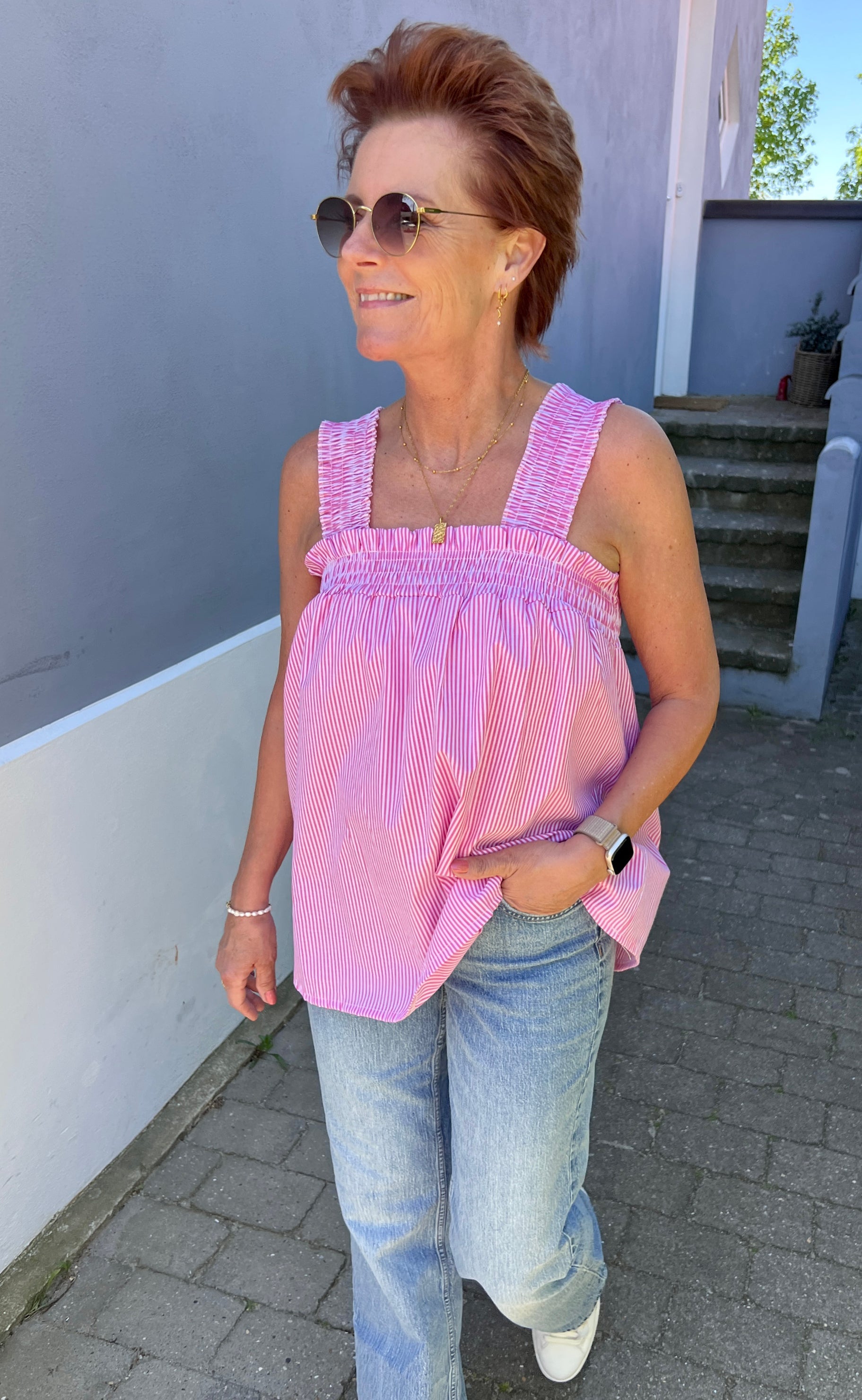 Marta Du Chateau Top - 6210 Emmeline - Fuxia Stripe