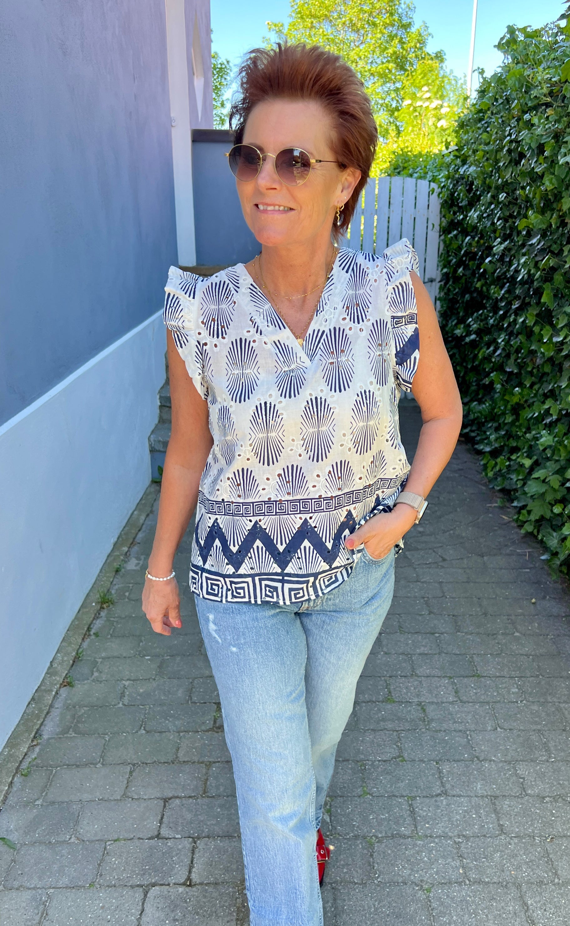 Marta Du Chateau Top - 85573 Juliane - White/Navy