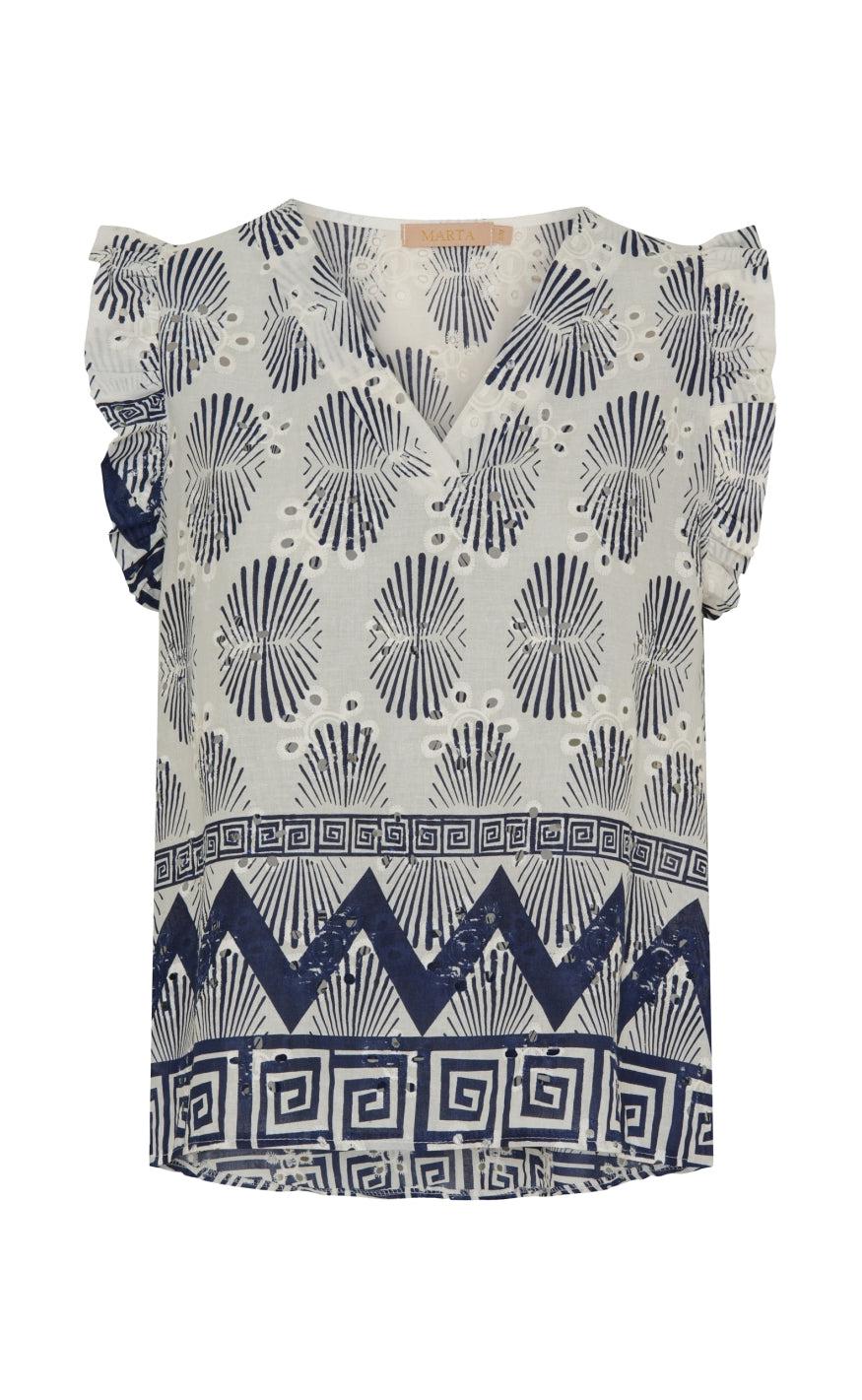 Marta Du Chateau Top - 85573 Juliane - White/Navy