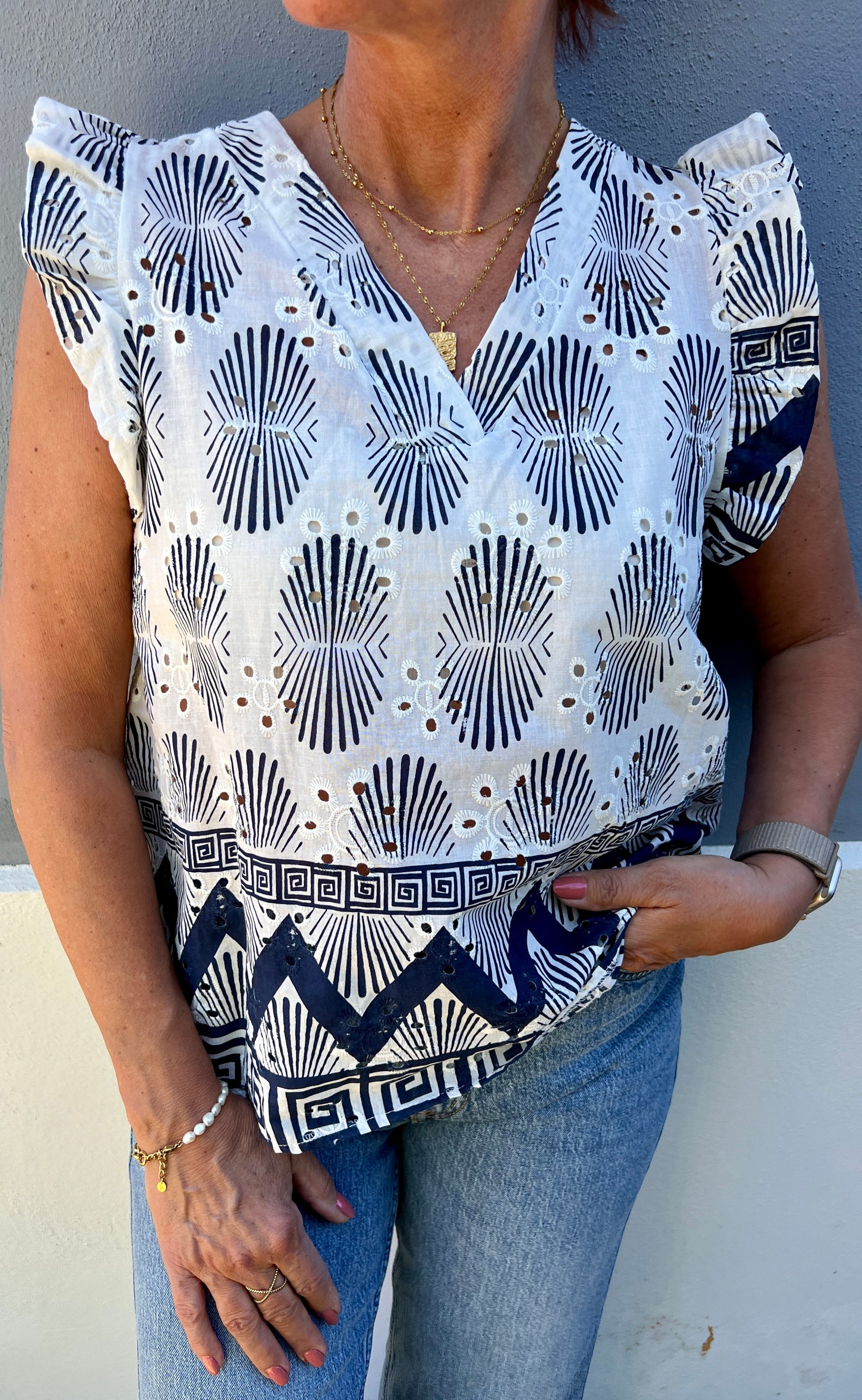 Marta Du Chateau Top - 85573 Juliane - White/Navy