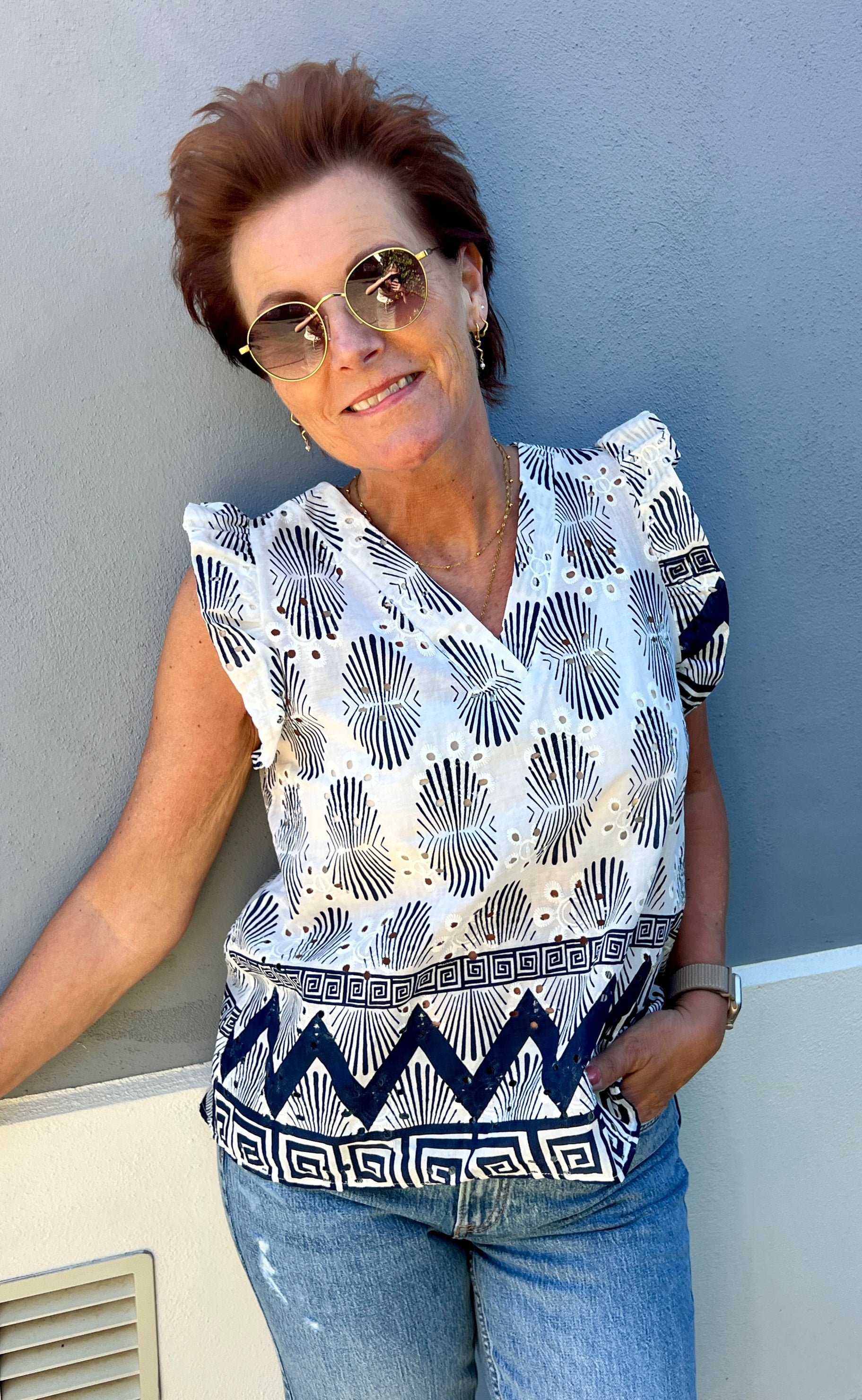 Marta Du Chateau Top - 85573 Juliane - White/Navy