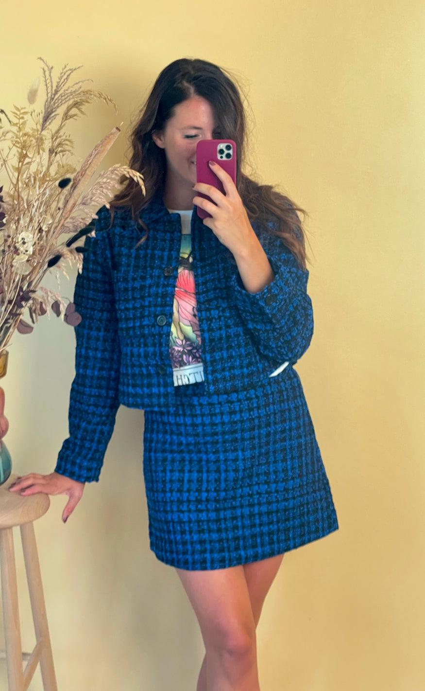 MbyM Blazer - Vivika-M - Blue Houndstooth