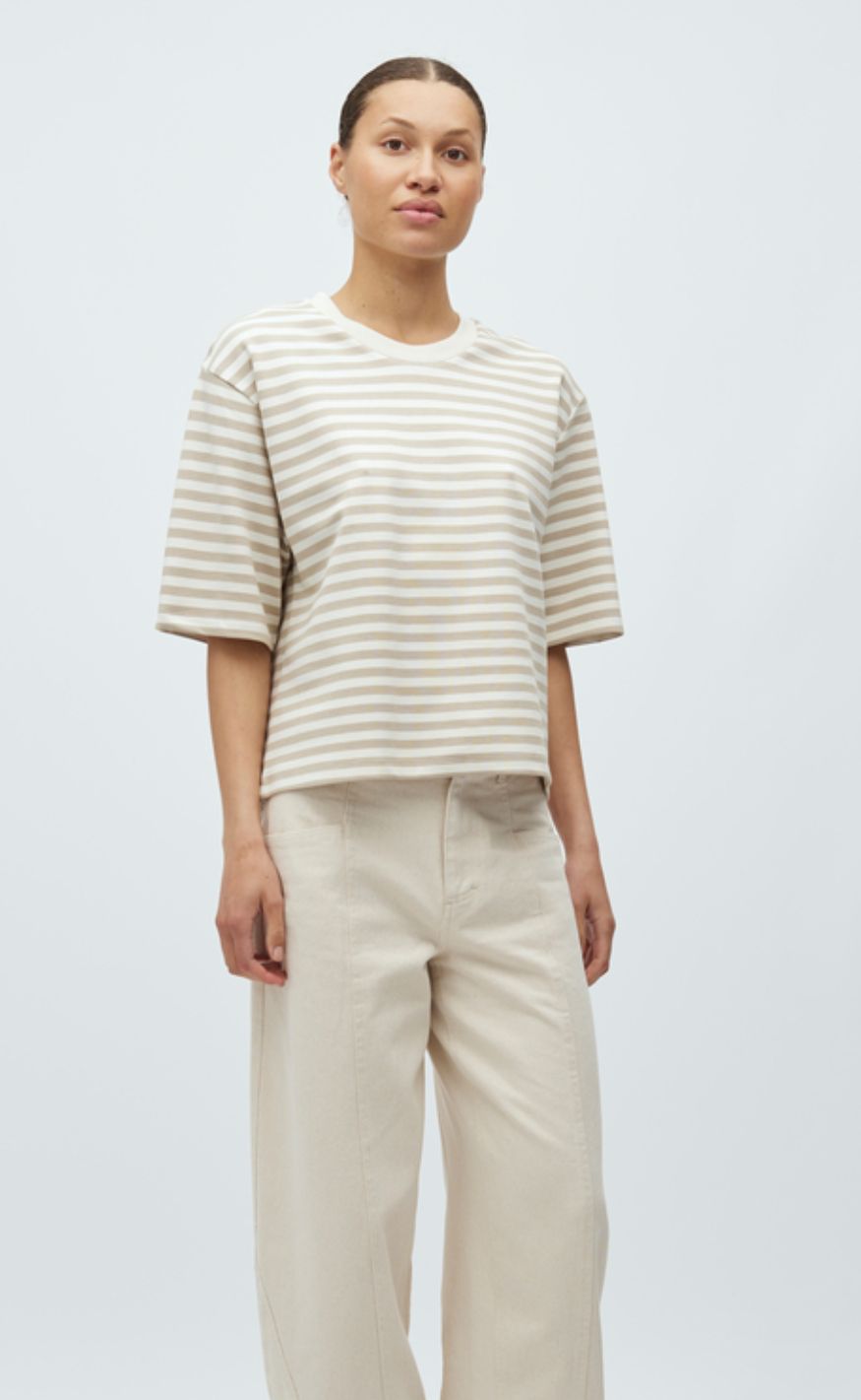 MbyM T-shirt - Emrys-M - Island Fossil Sugar Stripe