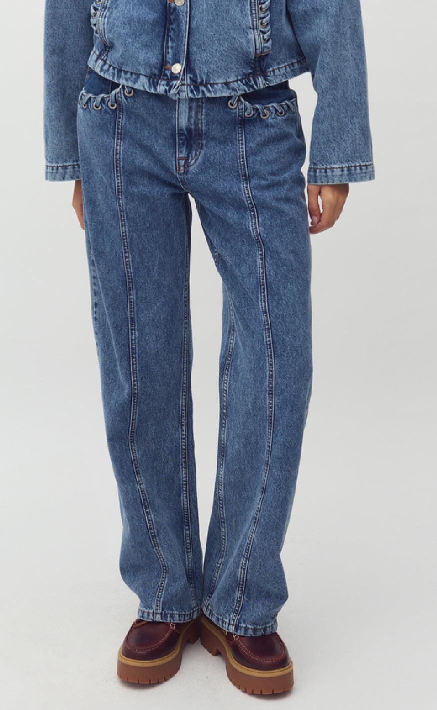 Mbym Bukser - Wallia-M - Mid Blue Vintage