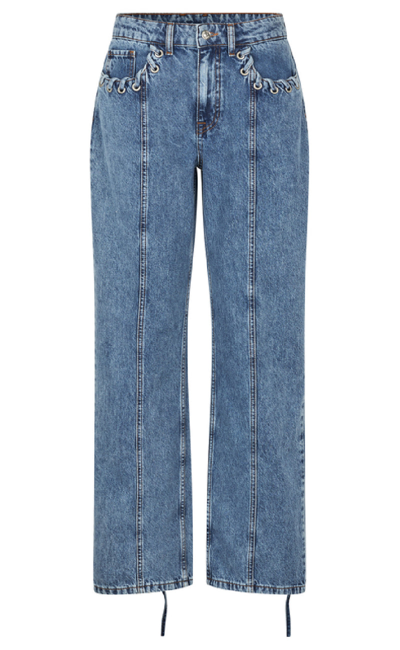 Mbym Bukser - Wallia-M - Mid Blue Vintage