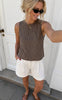 Say INA Copenhagen Top - Naja - Brown Denim W. Embroidery