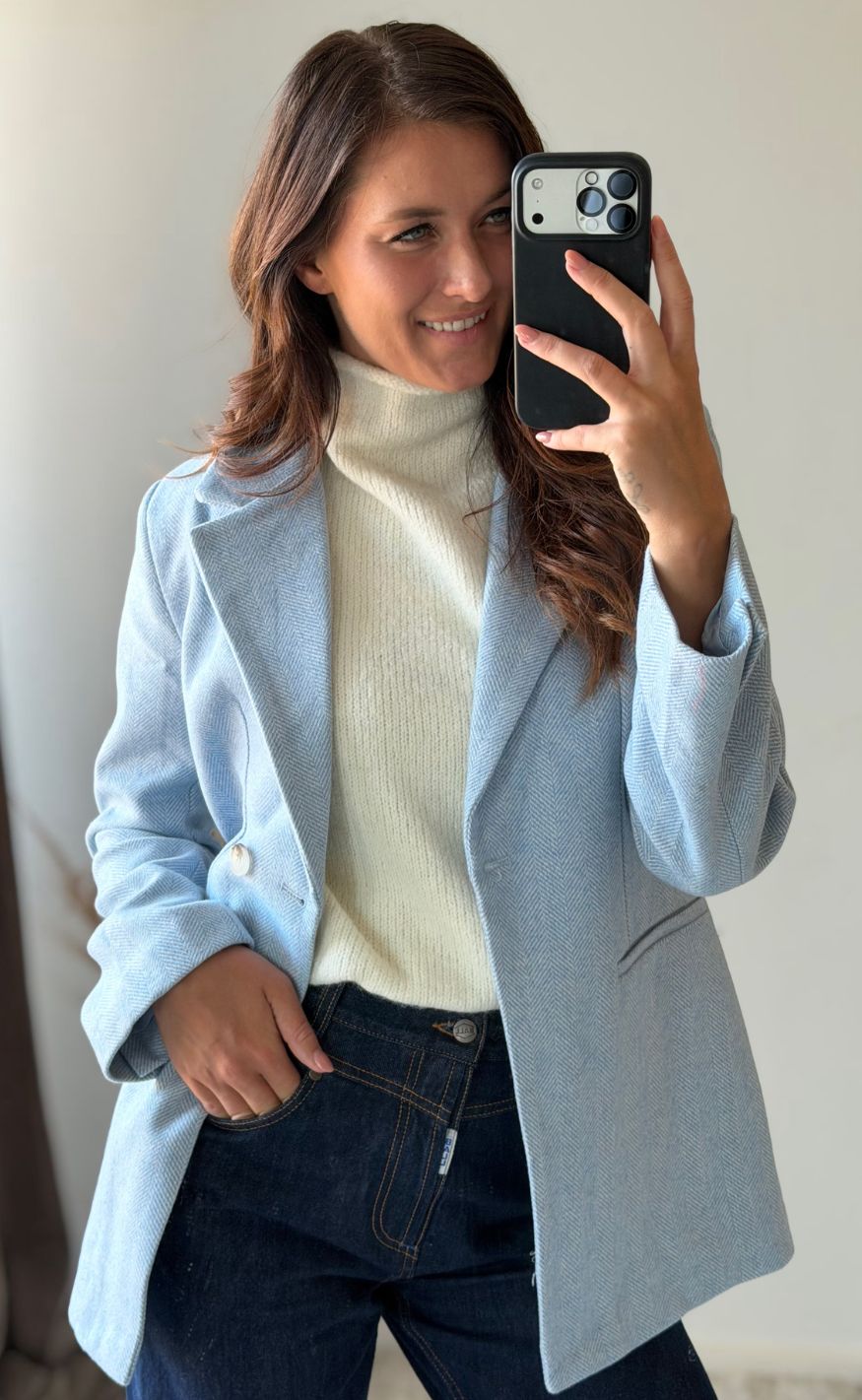 Neo Noir Blazer - Bowie Herringbone - Light Blue