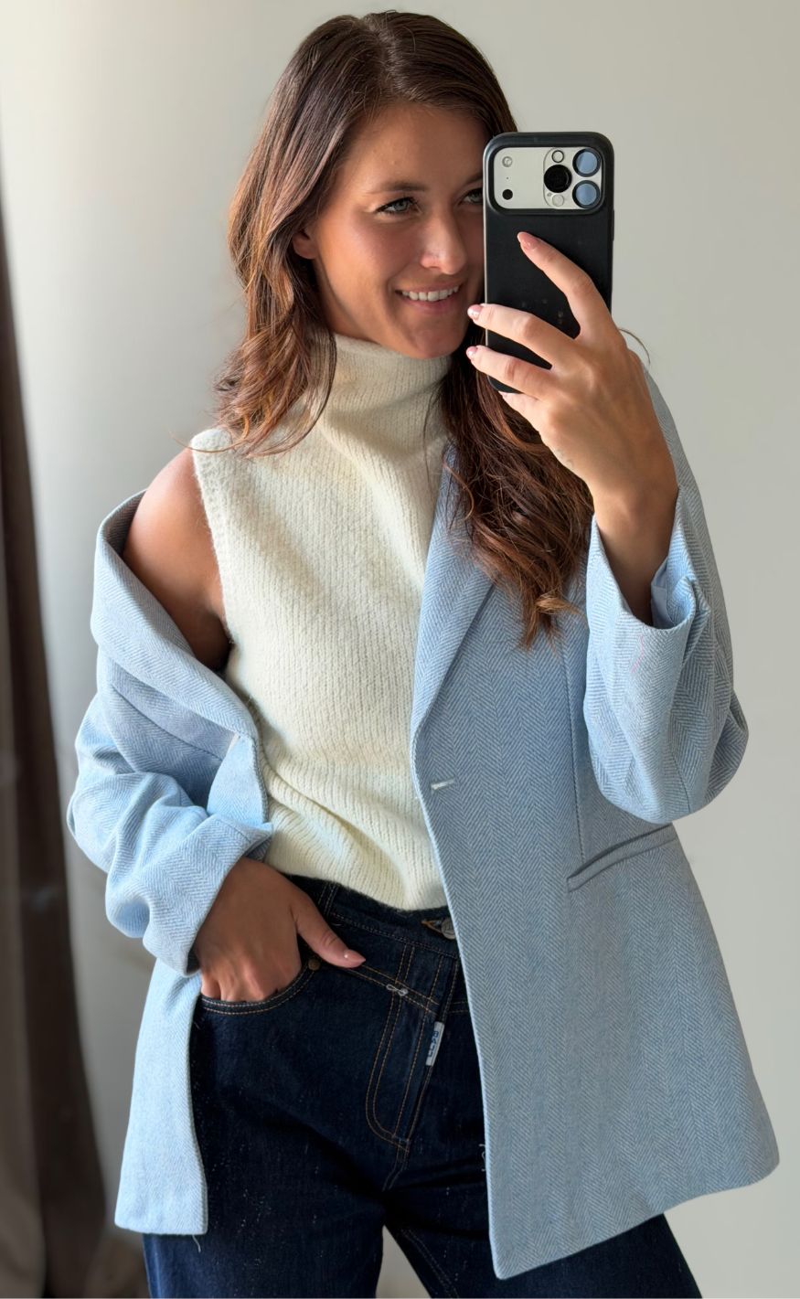 Neo Noir Blazer - Bowie Herringbone - Light Blue