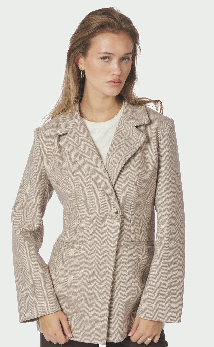 Neo Noir Blazer - Bowie Herringbone - Sand
