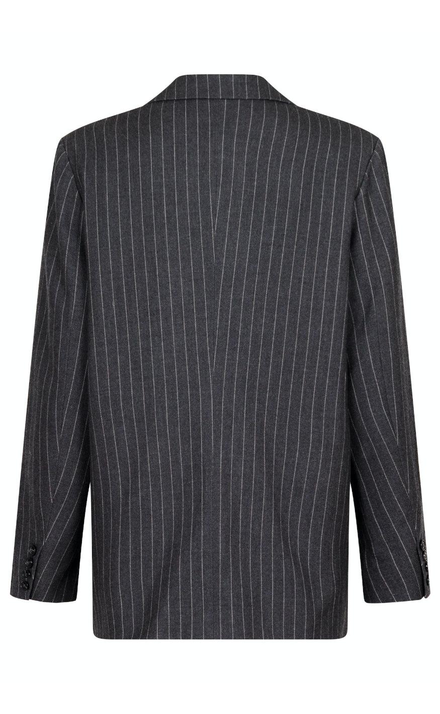 Neo Noir Blazer - Gaby Pinstripe - Antracit Melange