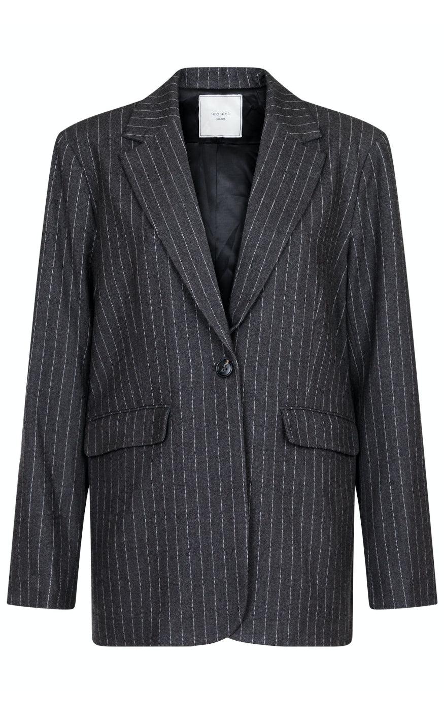 Neo Noir Blazer - Gaby Pinstripe - Antracit Melange