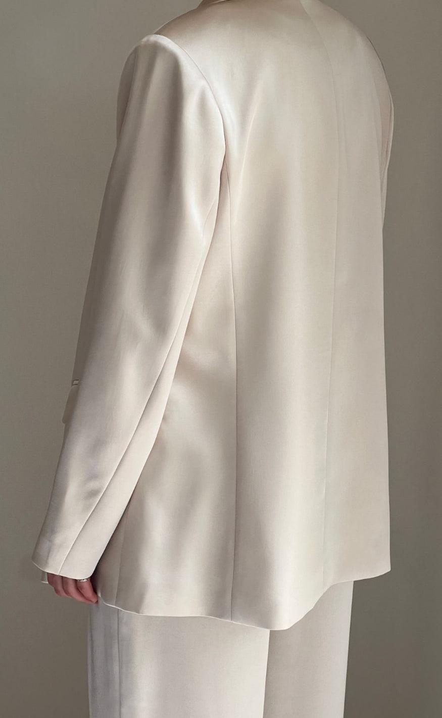 Neo Noir Blazer - Jardin Heavy Sateen - Ivory